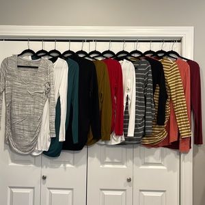 Maternity Lot-12 long sleeved shirts (see details, 11 size medium, 1 size small)